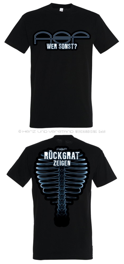Produktabbildung T-Shirt "Wer sonst?/Rückgrat zeigen"