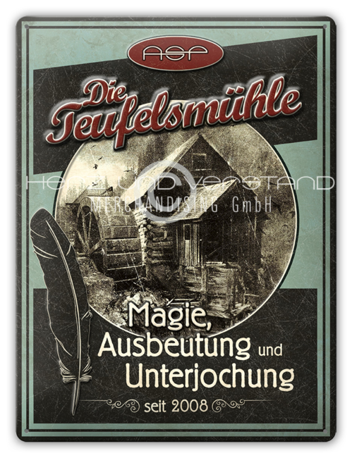 Produktabbildung Blechschild "Die Teufelsmühle" Zaubererbruder Jubiläum